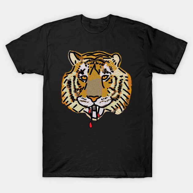 Animals with Sharp Teeth Tiger Portrait T-Shirt by ellenhenryart